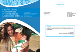 Delivery of MNH Services in Conflict Areas of KP, Balochistan, and FATA