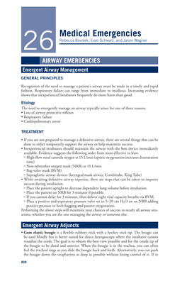 Medical Emergencies 26 Rebecca Bavolek, Evan Schwarz, and Jason Wagner AIRWAY EMERGENCIES Emergent Airway Management GENERAL PRINCIPLES