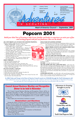 Popcorn 2001 Build Your Ideal Year of Scouting to Help Scouts, Families and Leaders to Experience an Entire Year of Fun and Exciting Program with Just One Fundraiser
