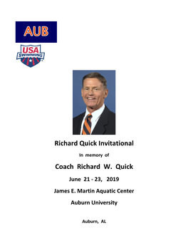 Coach Richard W. Quick June 21 ‐ 23, 2019 James E