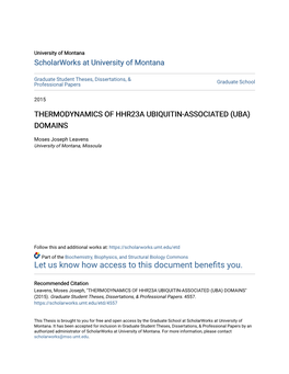 Thermodynamics of Hhr23a Ubiquitin-Associated (Uba) Domains