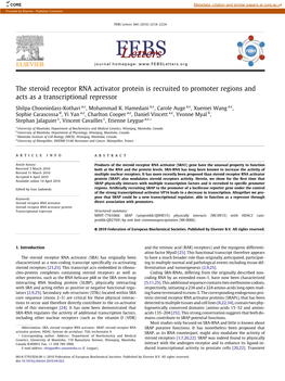 The Steroid Receptor RNA Activator Protein Is Recruited to Promoter Regions and Acts As a Transcriptional Repressor