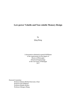 Low-Power Volatile and Non-Volatile Memory Design