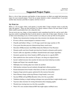 Handout 09: Suggested Project Topics