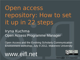 Open Access Repository: How to Set It up in 22 Steps