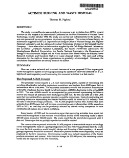 Actinide Burning and Waste Disposal Summary