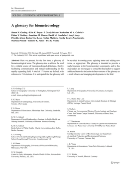 A Glossary for Biometeorology