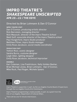 Impro Theatre's Shakespeare Unscripted