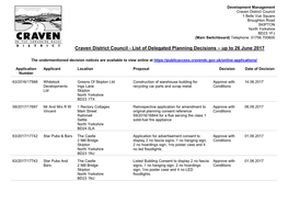 List of Delegated Planning Decisions – up to 26 June 2017