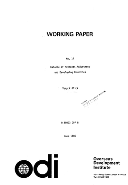 Balance of Payments Adjustment and Developing Countries