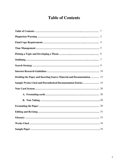 Table of Contents