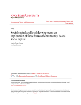 An Exploration of Three Forms of Community-Based Social Capital Nicole Renay Grewe Iowa State University