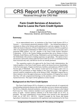 Farm Credit Services of America's Deal to Leave the Farm Credit System