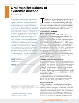 Oral Manifestations of Systemic Disease Heidi L