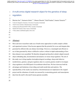 A Multi-Omics Digital Research Object for the Genetics of Sleep Regulation. Abstract