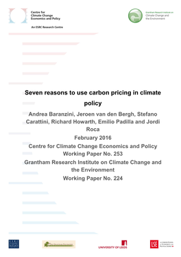 Seven Reasons to Use Carbon Pricing in Climate Policy