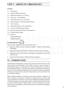 UNIT 3 ABSOLUTE CHRONOLOGY Relative Chronology