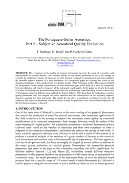 The Portuguese Guitar Acoustics: Part 2 – Subjective Acoustical Quality Evaluation