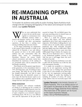 RE-IMAGINING Opera in AUSTRALIA