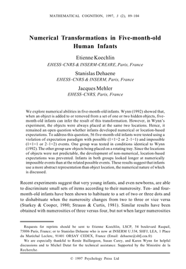 Numerical Transformations in Five-Month-Old Human Infants