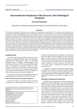 Neuroendocrine Neoplasms of the Pancreas: the Pathological Viewpoint