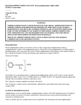 DEXTROAMPHETAMINE SULFATE- Dextroamphetamine Sulfate Tablet ETHEX Corporation ------5 Mg and 10 Mg CII Rx Only P5557-1 12/07