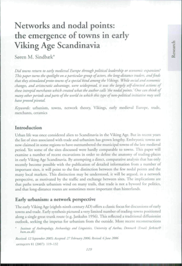 Networks and Nodal Points: the Emergence of Towns in Early Viking Age Scandinavia Soren M
