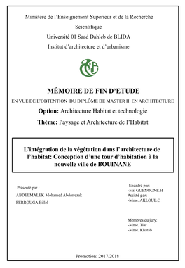 Mémoire De Fin D'etude