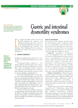 Gastric and Intestinal Dysmotility Syndromes