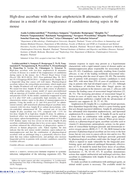 High-Dose Ascorbate with Low-Dose Amphotericin B Attenuates Severity of Disease in a Model of the Reappearance of Candidemia During Sepsis in the Mouse