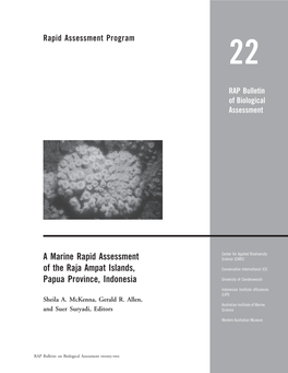 A Marine Rapid Assessment of the Raja Ampat Islands, Papua Province, Indonesia