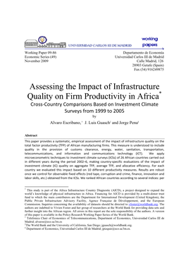 Assessing the Impact of Infrastructure Quality on Firm Productivity In