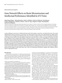Gene Network Effects on Brain Microstructure and Intellectual Performance Identified in 472 Twins