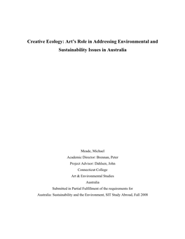 Art's Role in Addressing Environmental and Sustainability