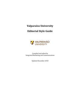 Valparaiso University Editorial Style Guide