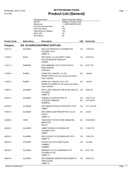 Product List (General)