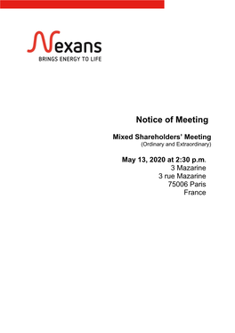 Shareholders' Meeting Notice