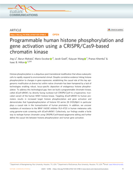 Programmable Human Histone Phosphorylation and Gene Activation Using a CRISPR/Cas9-Based Chromatin Kinase