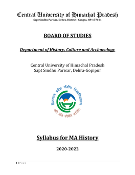 Central University of Himachal Pradesh Sapt Sindhu Parisar, Dehra, District- Kangra, HP-177101