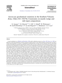 Across-Arc Geochemical Variations in the Southern Volcanic Zone, Chile (34.5–38.0°S): Constraints on Mantle Wedge and Slab Input Compositions