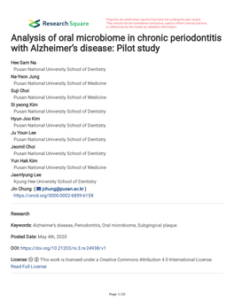 Analysis of Oral Microbiome in Chronic Periodontitis with Alzheimer's Disease