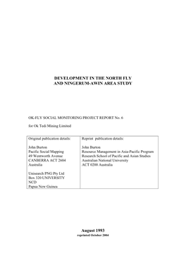 Development in the North Fly and Ningerum-Awin Area Study