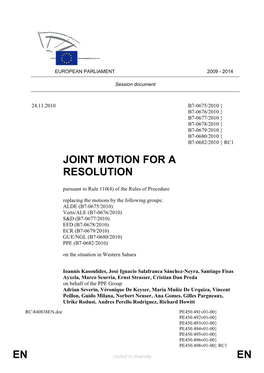 En En Joint Motion for a Resolution