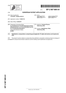 Ophthtalmic Compositions Comprising Prostaglandin F2 Alpha Derivatives and Hyaluronic Acid