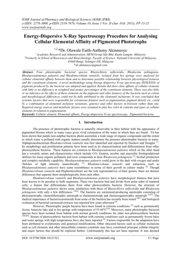 Energy-Dispersive X-Ray Spectroscopy Procedure for Analysing Cellular Elemental Affinity of Pigmented Phototrophs