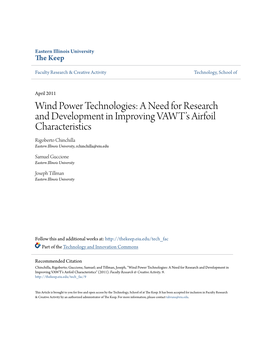 Wind Power Technologies: a Need for Research and Development In