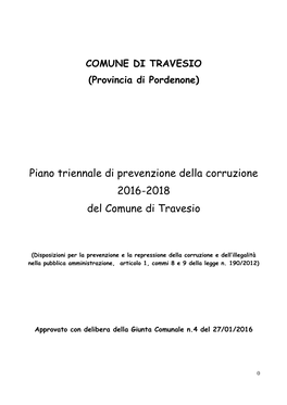 TRAVESIO Piano Anticorruzione 2016