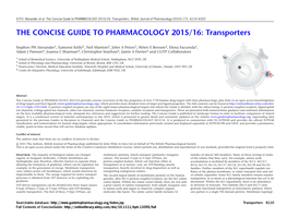 The Concise Guide to PHARMACOLOGY 2015/16: Transporters