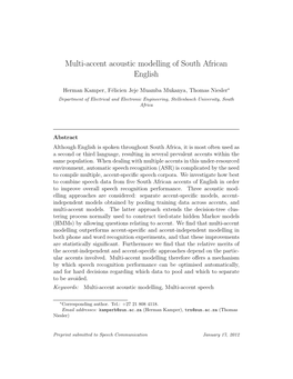 Multi-Accent Acoustic Modelling of South African English