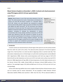 Mount Semeru Eruption on December 1, 2020: a Volcanic Ash Cloud Assessment Using TIR Imagery with 8.5-12.0 Μm Spectral Bands